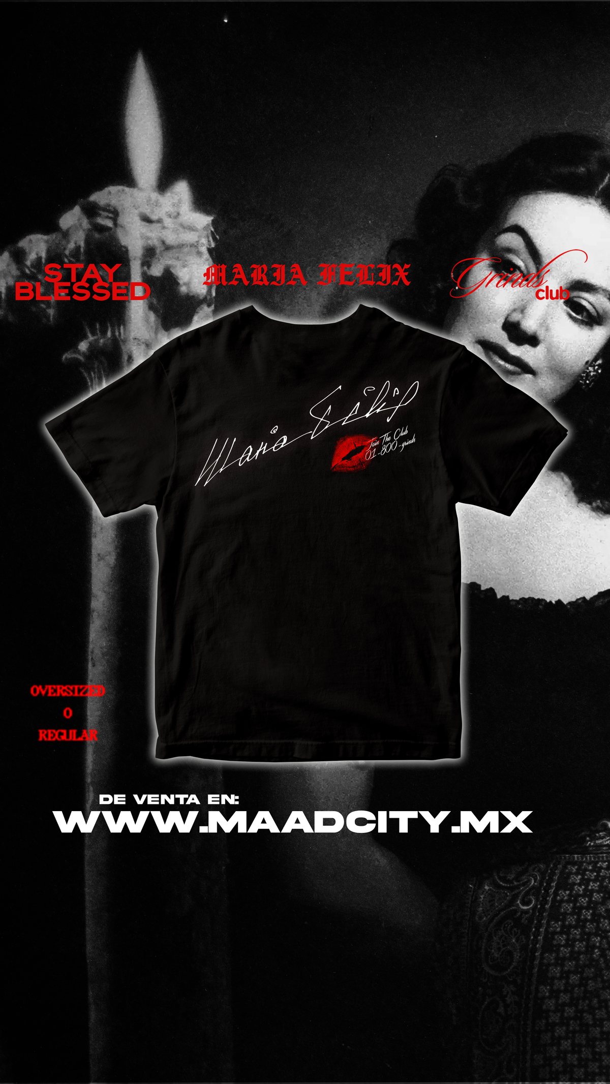 Maria Felix - Playera GRINDS x MAAD CITY